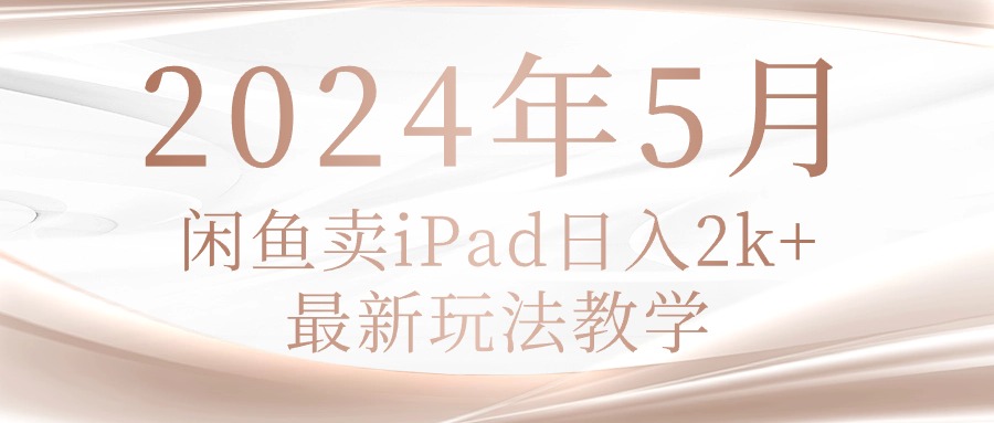 (10459期)2024年5月闲鱼卖ipad日入2k,最新玩法教学-蓝海云网创