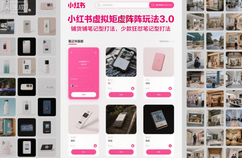 小红书虚拟矩阵玩法3.0，铺货铺笔记型打法，少款狂怼笔记型打法-蓝海云网创