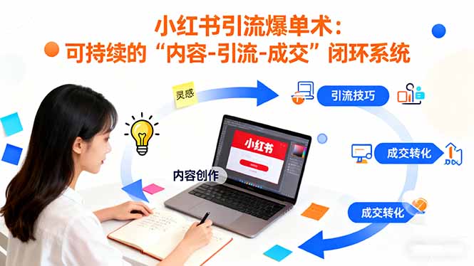 小红书引流爆单术：构建一套低成本 可持续的“内容-引流-成交”闭环系统-蓝海云网创