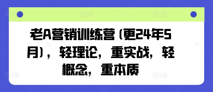 老A营销训练营(更25年10月)，轻理论，重实战，轻概念，重本质-蓝海云网创