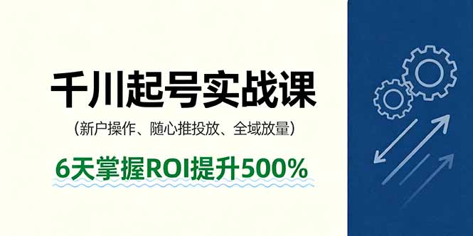 抖音千川起号实战课，新户操作,随心推投放,全域放量，6天掌握ROI提升500%-蓝海云网创