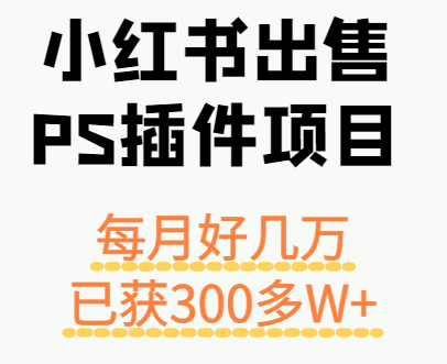 小红书出售PS插件项目,每月都收入好几万,长期操作已获利300多W+-蓝海云网创