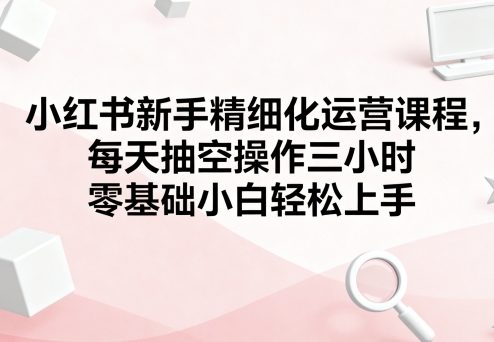 小红书新手精细化运营课程，每天抽空操作三小时，零基础小白轻松上手-蓝海云网创