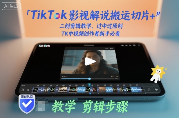 TikTok影视解说搬运切片+二创剪辑教学，过中过原创，TK中视频创作者新手必看-蓝海云网创