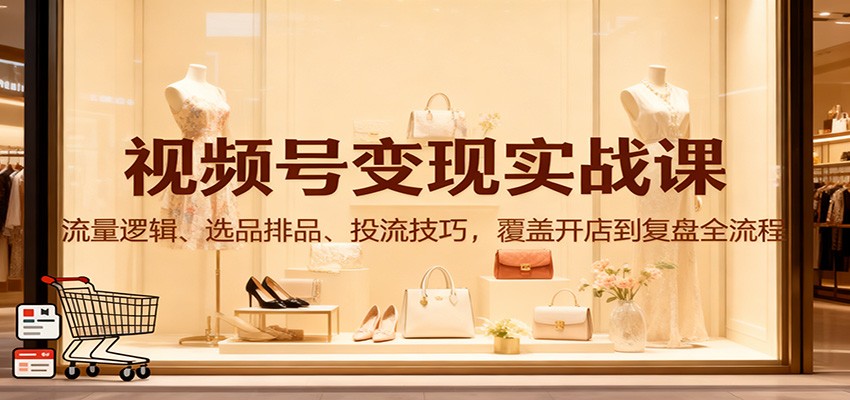 视频号变现实战课：流量逻辑、选品排品、投流技巧，覆盖开店到复盘全流程-蓝海云网创