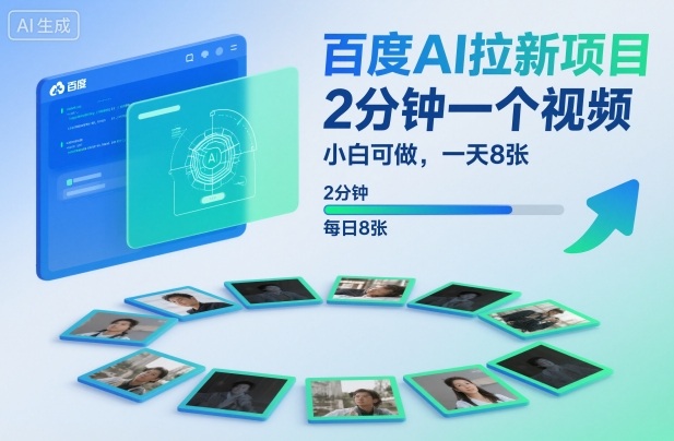 百度AI拉新项目,2分钟一个视频,小白可做,一天8张【附案例+保姆级教程】-蓝海云网创