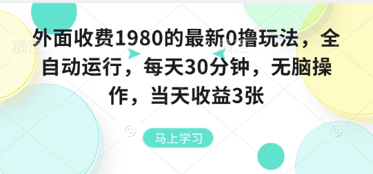 外面收费1980的最新0撸玩法，全自动挂G，每天30分钟，无脑操作，当天收益3张【揭秘】-蓝海云网创