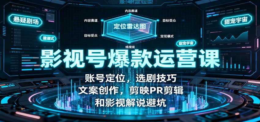 影视号爆款运营课：账号定位，选剧技巧，文案创作，剪映PR剪辑和影视解说避坑-蓝海云网创