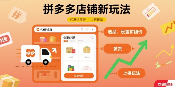 拼多多店铺新玩法，代发供应链上拼玩法-蓝海云网创