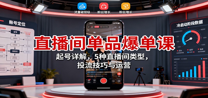 直播间单品爆单课：起号详解，5种直播间类型，投流技巧与运营-蓝海云网创