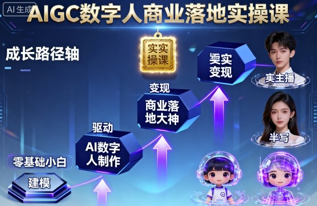 AIGC数字人商业落地实操课，从零基础小白到AI数字人大神-蓝海云网创