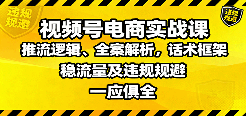 视频号电商实战课：推流逻辑、全案解析，话术框架，稳流量及违规规避等-蓝海云网创
