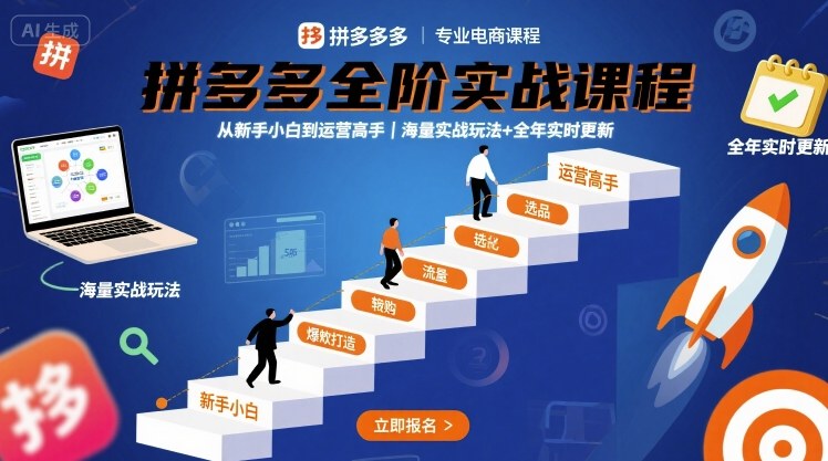 拼多多全阶实战课程，从新手小白到运营高手，海量实战玩法+全年实时更新【2025年9月更新】-蓝海云网创