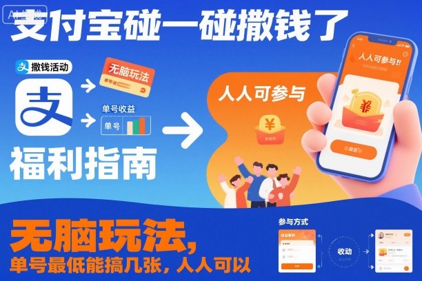 支付宝碰一碰撒钱了，无脑玩法，单号最低能搞几张，人人可以撸【揭秘】-蓝海云网创