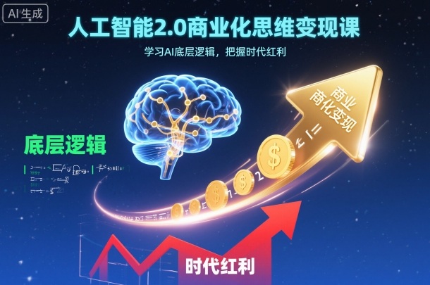 人工智能2.0商业化思维变现课，学习AI底层逻辑，把握时代红利-蓝海云网创