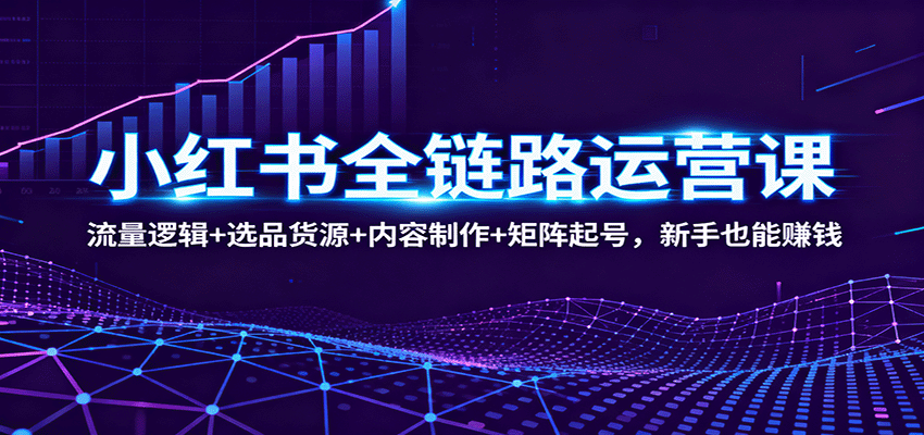 小红书全链路运营课：流量逻辑+选品货源+内容制作+矩阵起号，新手也能赚钱-蓝海云网创