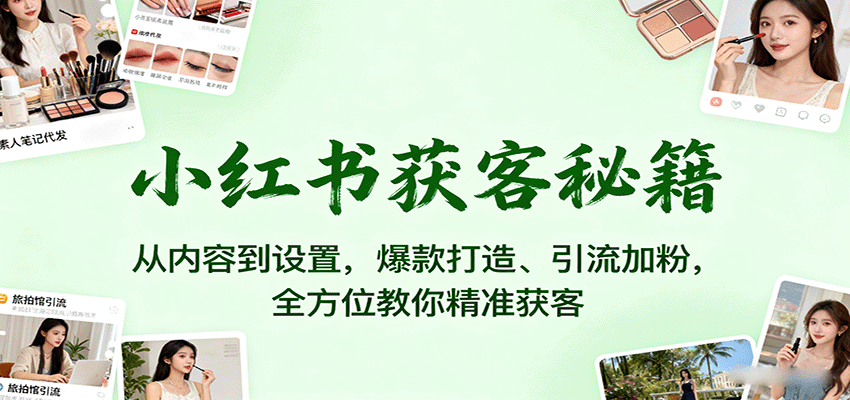 小红书获客秘籍：从内容到设置，爆款打造、引流加粉，全方位教你精准获客-蓝海云网创