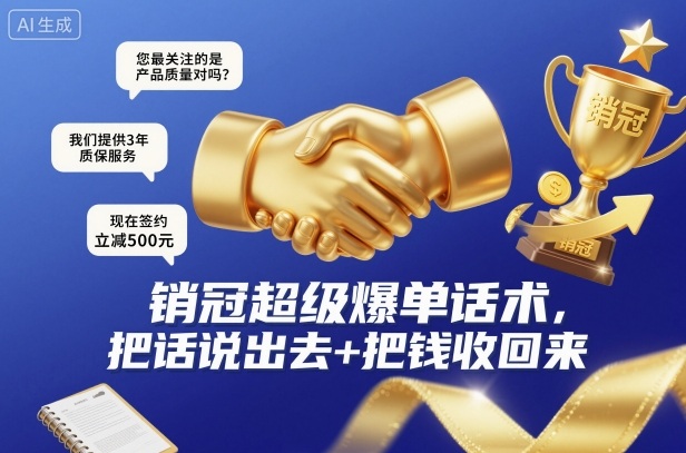 销冠超级爆单话术，把话说出去+把钱收回来-蓝海云网创