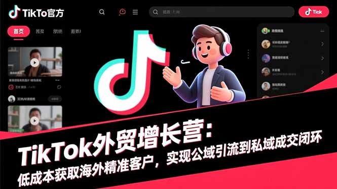 TikTok外贸增长营：低成本获取海外精准客户，实现公域引流到私域成交闭环-蓝海云网创
