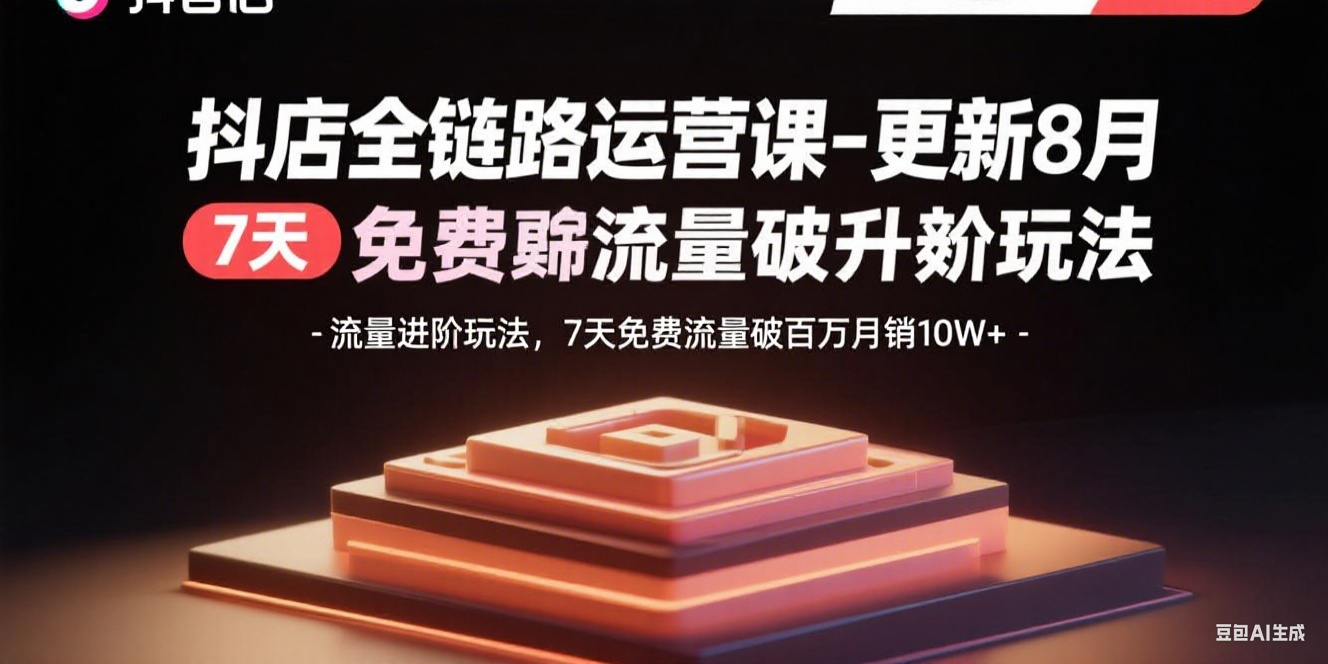抖店全链路运营课-更新8月：流量进阶玩法，7天免费流量破百万月销10W+-蓝海云网创