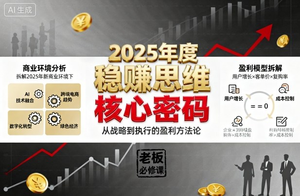 2025年度稳賺思维老板创业营，拆解2025年新商业环境下，企业实现持续盈利的核心密码-蓝海云网创