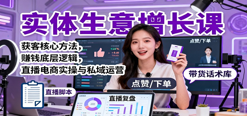 实体生意增长课：获客核心方法，赚钱底层逻辑，直播电商实操与私域运营-蓝海云网创