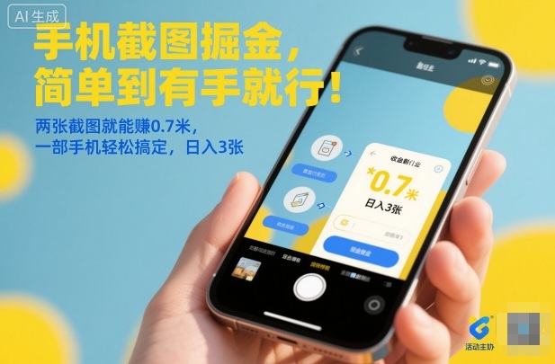 手机截图掘金，简单到有手就行！两张截图就能賺0.7米，一部手机轻松搞定，日入3张【揭秘】-蓝海云网创