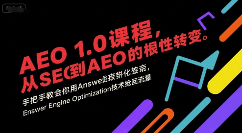 AEO 1.0 课程,从SEO到AE0的基命性转变,手把手教会你用AnswerEngineOptimization技术抢回流量(更新)-蓝海云网创