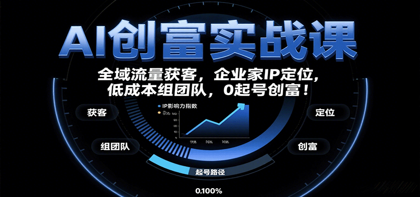 AI创富实战课:企业家IP定位,全域流量获客,低成本组团队,0起号创富!-蓝海云网创