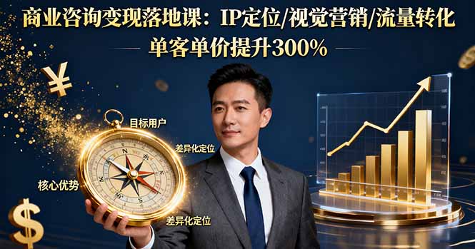 商业咨询变现落地课:IP定位/视觉营销/流量转化,单客单价提升300%-蓝海云网创