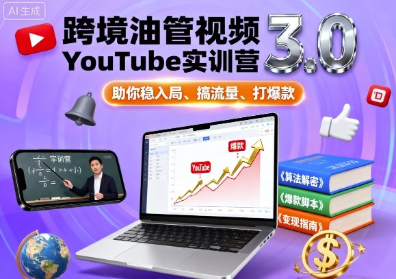 跨境油管视频YouTube实训营3.0，助你稳入局、搞流量、打爆款-蓝海云网创