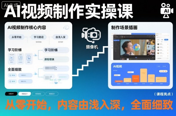 AI视频制作实操课，从零开始，内容由浅入深，全面细致-蓝海云网创