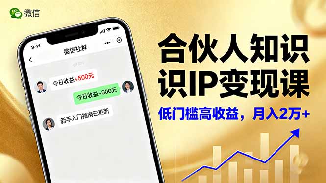 合伙人知识IP变现课,微信生态,内容创作与爆款打造,全网引流,新手月入2w+-蓝海云网创