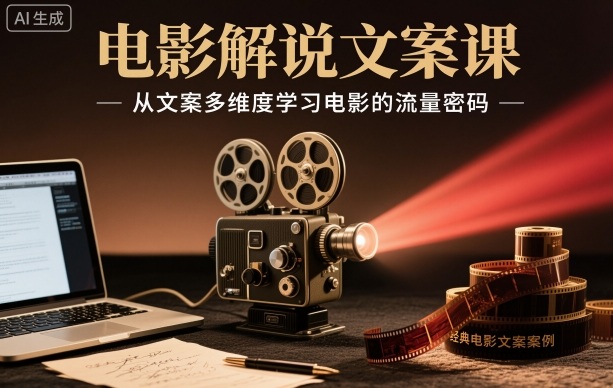 电影解说文案课，从文案多维度学习电影的流量密码-蓝海云网创