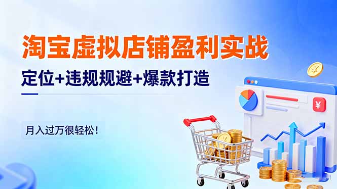 淘宝虚拟店铺盈利实战：定位+违规规避+爆款打造，月入过万很轻松！-蓝海云网创