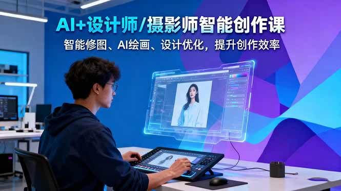AI+设计师/摄影师智能创作课：智能修图、AI绘画、设计优化，提升创作效率-蓝海云网创