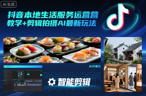 抖音本地生活服务运营教学+剪辑拍摄AI最新玩法-蓝海云网创