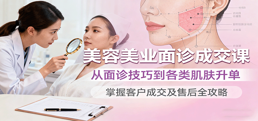 美容美业面诊成交课，从面诊技巧到各类肌肤升单，掌握客户成交及售后全攻略-蓝海云网创