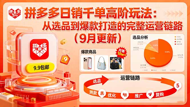 拼多多日销千单高阶玩法:从选品到爆款打造的完整运营链路(9月更新-蓝海云网创