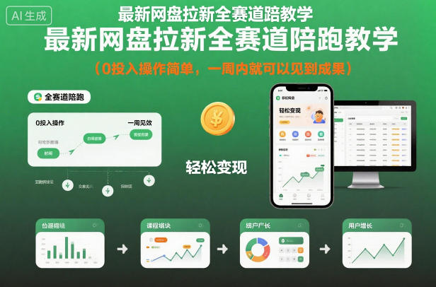 最新网盘拉新全赛道陪跑教学，0投入操作简单，一周内就可以见到成果-蓝海云网创