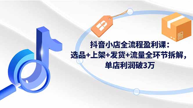 抖音小店全流程盈利课：选品+上架+发货+流量全环节拆解，单店利润破3万-蓝海云网创