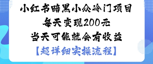 小红书暗黑小众冷门项目每天变现2张当天可能就会有收益-蓝海云网创
