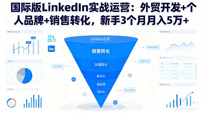 国际版LinkedIn实战运营：外贸开发+个人品牌+销售转化，新手3个月月入5万+-蓝海云网创