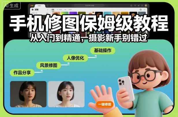 手机修图保姆级教程，从入门到精通，摄影新手别错过-蓝海云网创