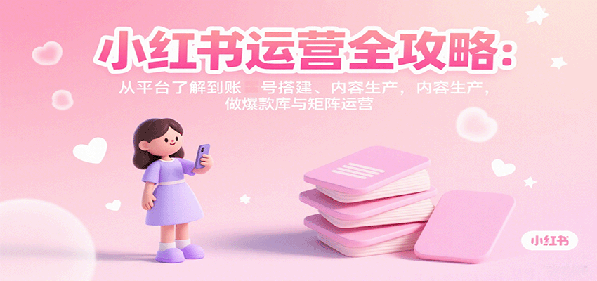 小红书运营全攻略：从平台了解到账号搭建、内容生产，做爆款库与矩阵运营-蓝海云网创