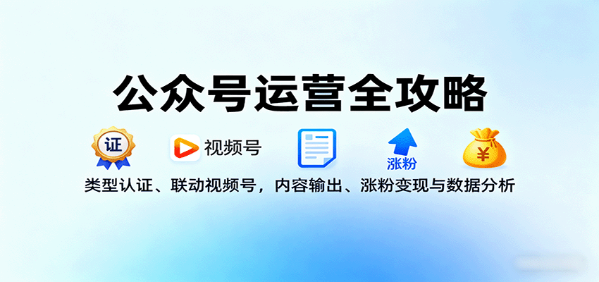 公众号运营全攻略：类型认证、联动视频号，内容输出、涨粉变现与数据分析-蓝海云网创