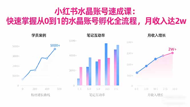 2025小红书水晶账号速成课：快速掌握从0-1水晶账号孵化全流程，月收入达2w-蓝海云网创