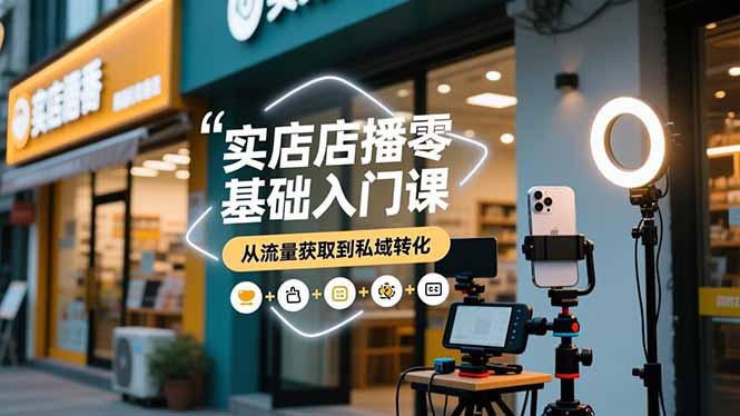 实体店播零基础入门课，实体店+短视频+直播+微信生态+私域社群，从流量获取到私域转化-蓝海云网创