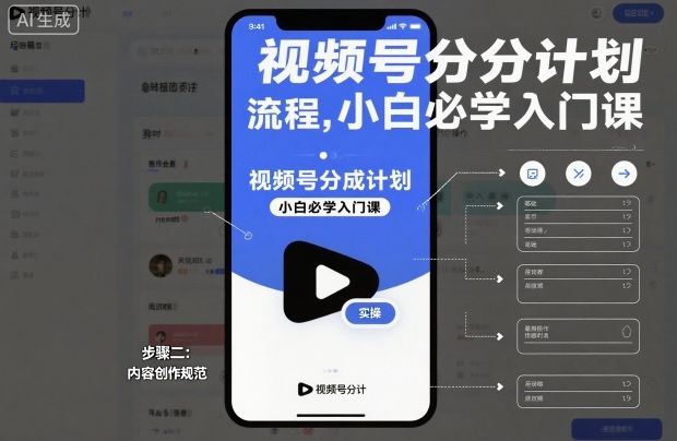 视频号分成计划实操流程,小白必学入门课-蓝海云网创