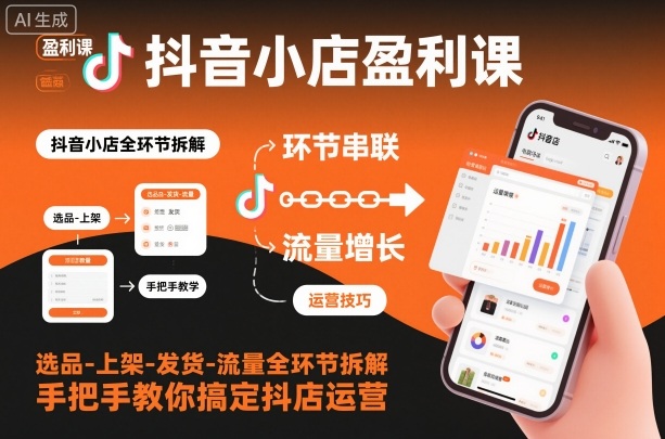 抖音小店盈利课-选品-上架-发货-流量全环节拆解，手把手教你搞定抖店运营-蓝海云网创